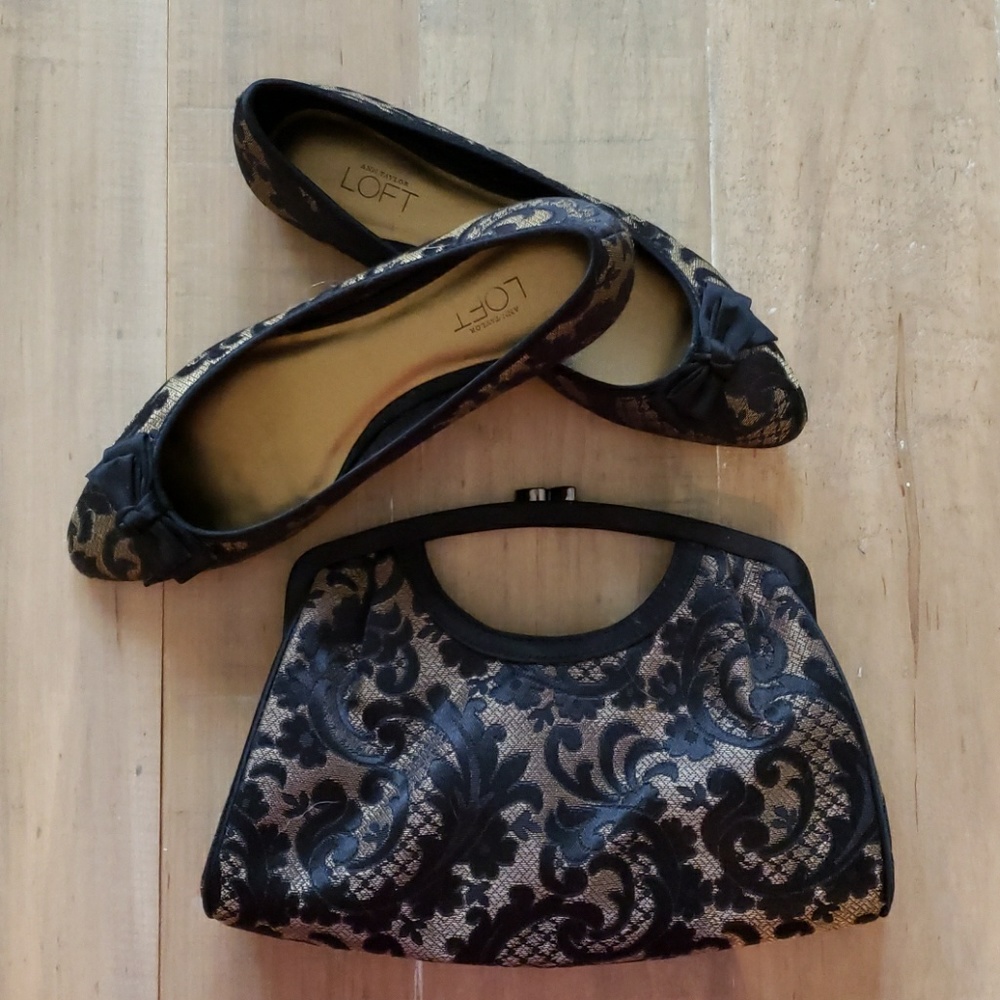 Ann Taylor LOFT Flats and Handbag Set